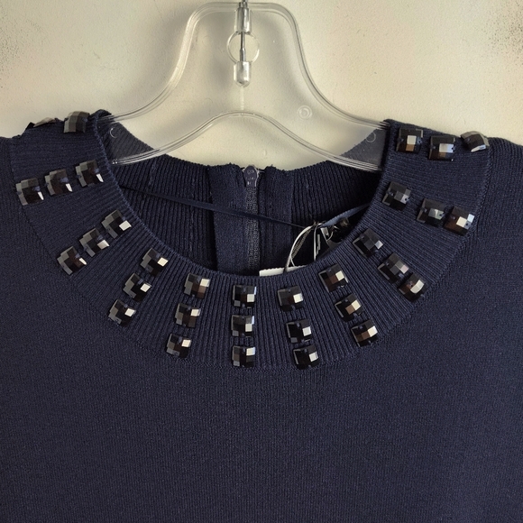 New Samoon by Gerry Weber Sleeveless Sweater 22 beaded knit top new navy blue - Picture 2 of 14
